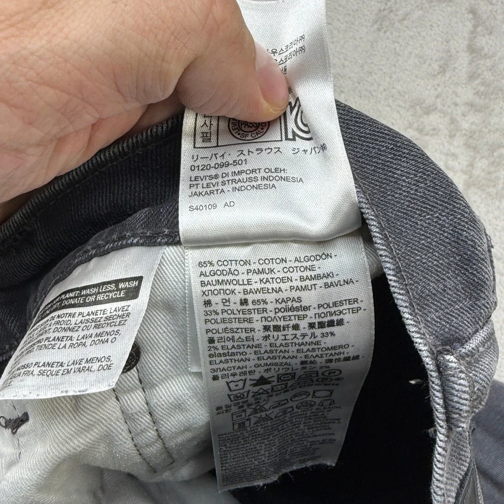 Levi's 511 Slim Fit Jeans‎ Mens 31x32 Charcoal Gray Stretch Denim Casual Preppy